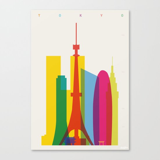 Shapes of Tokyo. Accurate to scale. Canvas Print
