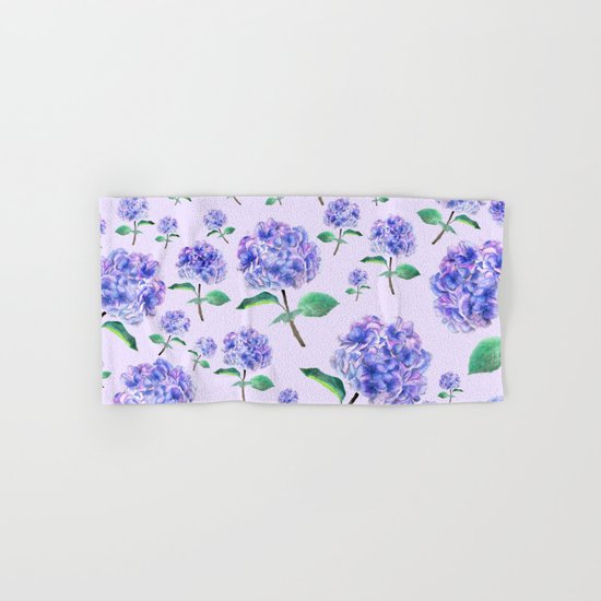purple blue hydrangea in purple background Hand & Bath Towel