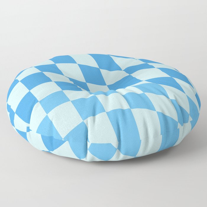 Wavy checker shades of blue Floor Pillow