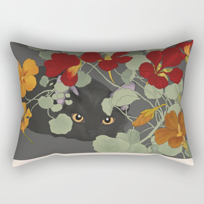 Nasturtium Cat Rectangular Pillow
