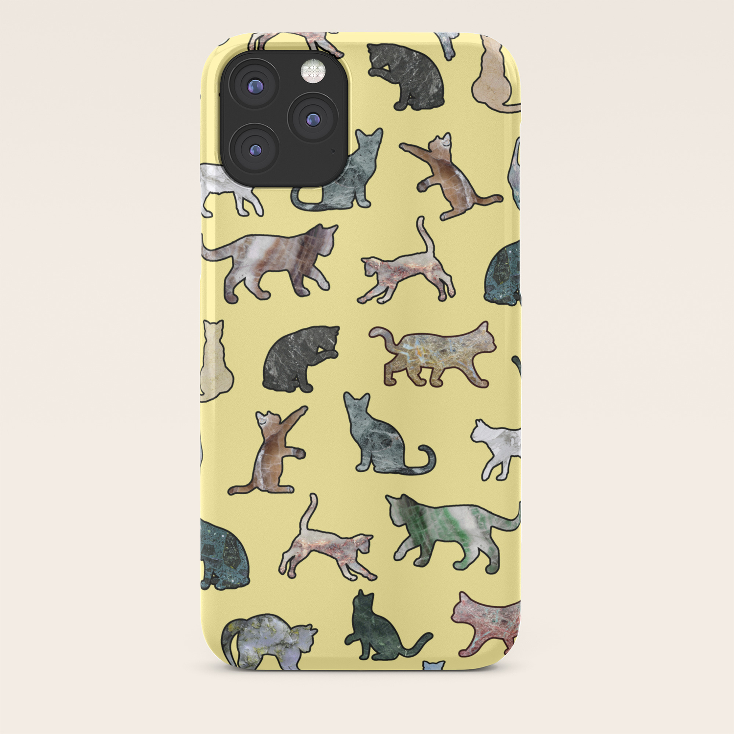 Cats Shaped Marble Sun Yellow Iphone Case By Notsniw Society6