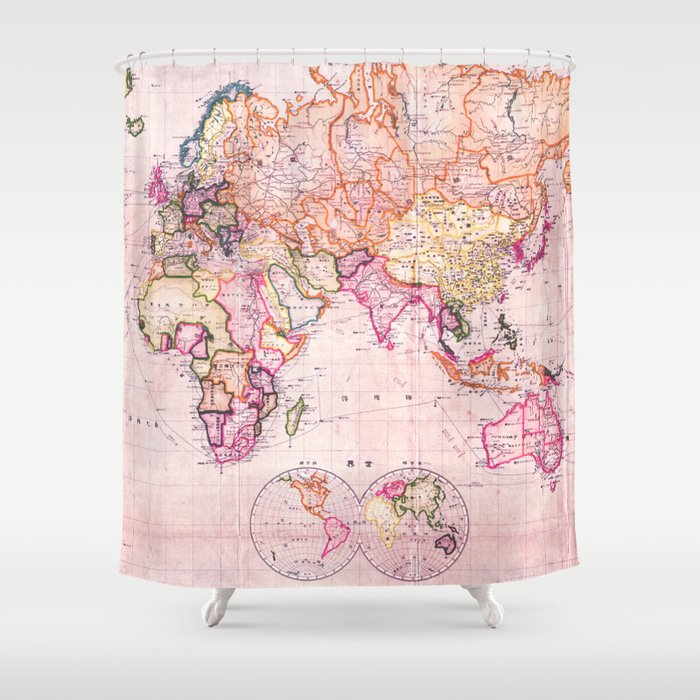 Vintage Map Pattern Shower Curtain By Mapmaker Society6 Vintage Map Pattern Shower Curtain