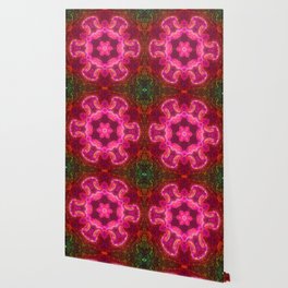 Psychedelic Kaleidoscope Flower Pink Red and Green Wallpaper