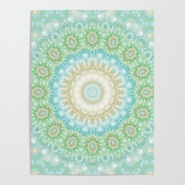 Earth and Sky Mandala in Pastel Blue and Green Poster