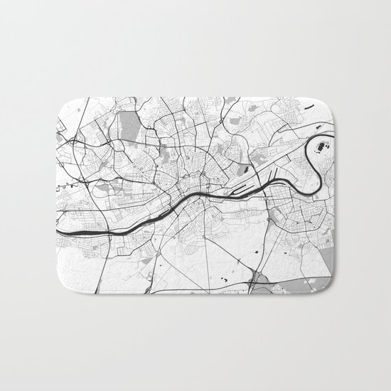 Frankfurt City Map Gray Bath Mat
