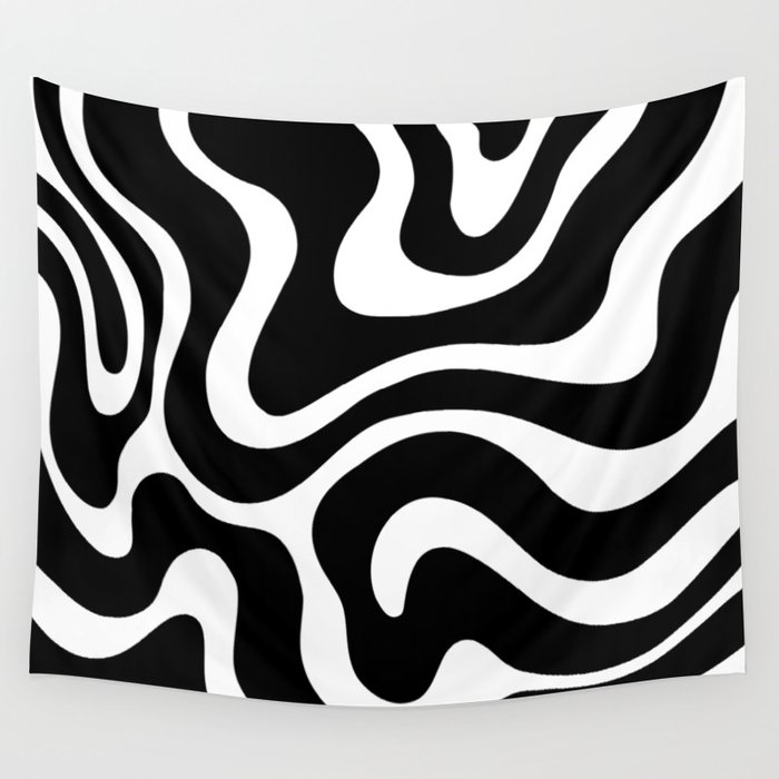 Warped Swirl Marble Pattern (black/white) Wall Tapestry