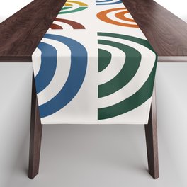 Mid century multicolor retro shapes 1 Table Runner