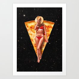 Cheesy Pizza Cowgirl - Space Art Print