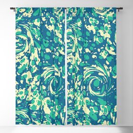 Boho water twirl pattern in shades of blue Blackout Curtain