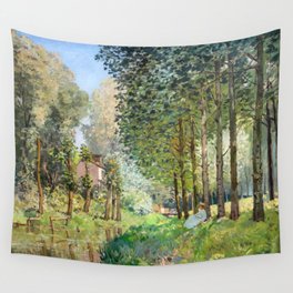 Alfred Sisley - Rest along the Stream, Edge of the Wood Wall Tapestry