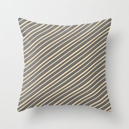 [ Thumbnail: Dim Gray & Tan Colored Lined/Striped Pattern Throw Pillow ]