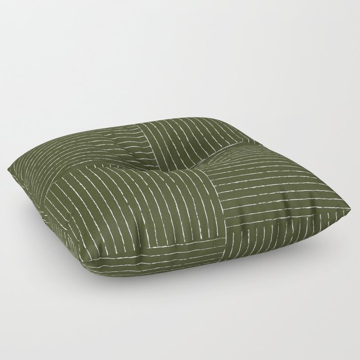 Lines III (Olive Green) Floor Pillow