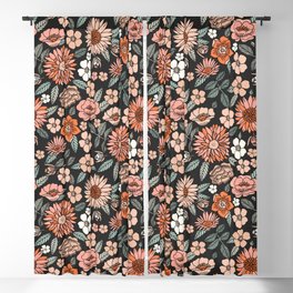70s flowers - 70s, retro, spring, floral, florals, floral pattern, retro flowers, boho, hippie, earthy, muted Blackout Curtain