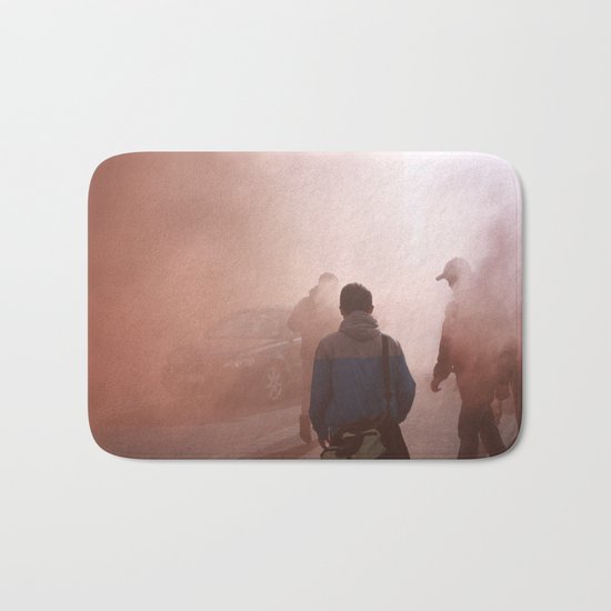 Red Smoke Streets Bath Mat