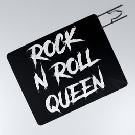 Rock and Roll Queen Typography White Picnic Blanket
