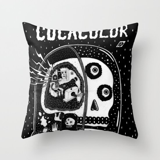 journey in to the ghastly mind of cucacolor Throw Pillow