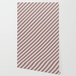 Pink Salt and Gray Diagonal Chevrons Wallpaper