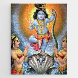 Lord Krishna Dancing on Snake Kaliya Jigsaw Puzzle