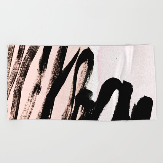 strokes on blush Beach Towel