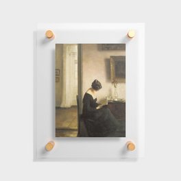 Woman on a Chair Reading Floating Acrylic Print