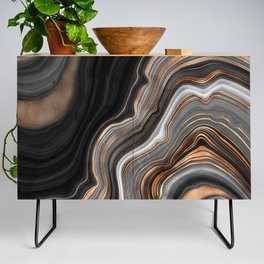 Elegant black marble with gold and copper veins Credenza