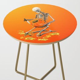 Skeleton Carving Pumpkin Side Table