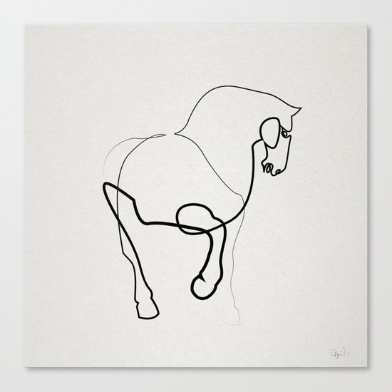 One line horse 0905 after a Tang Dynasty Tomb Pottery Canvas Print
