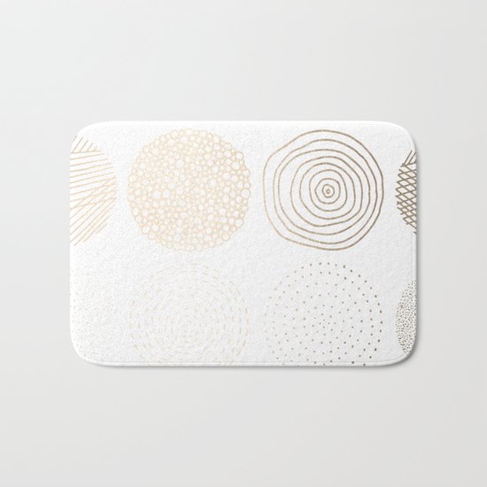 Simply Mod Circles in White Gold Sands on White Bath Mat