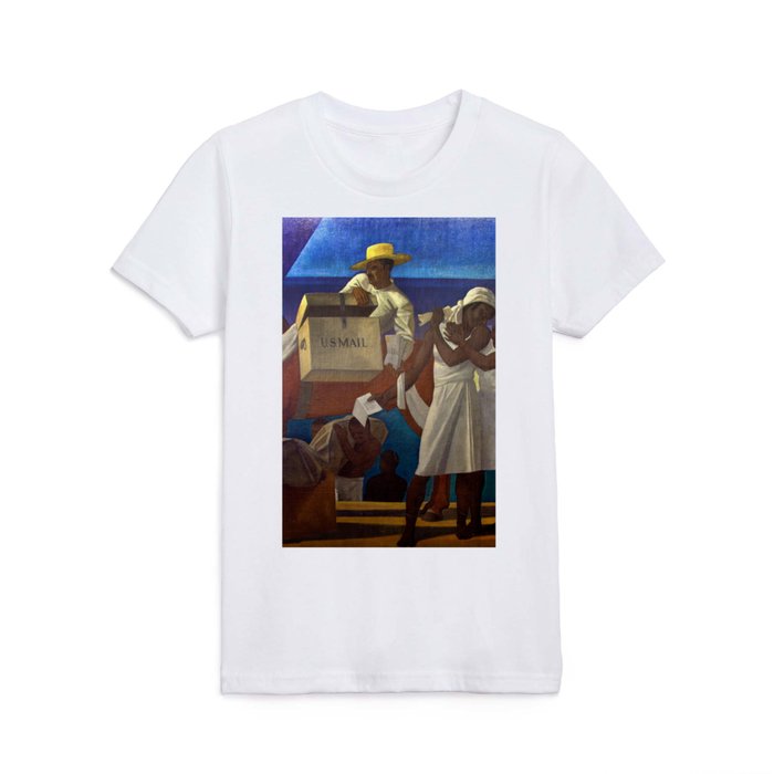 The mail plane, African American masterpiece portrait painting by Rockwell Kent Kids T Shirt