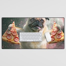 Funny Space Pug Dog With Pizza Desk Mat