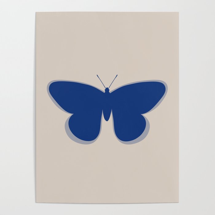 Butterfly Single in Blue and Stone Poster