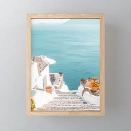 Santorini Stone Pathway to the Sea Framed Mini Art Print