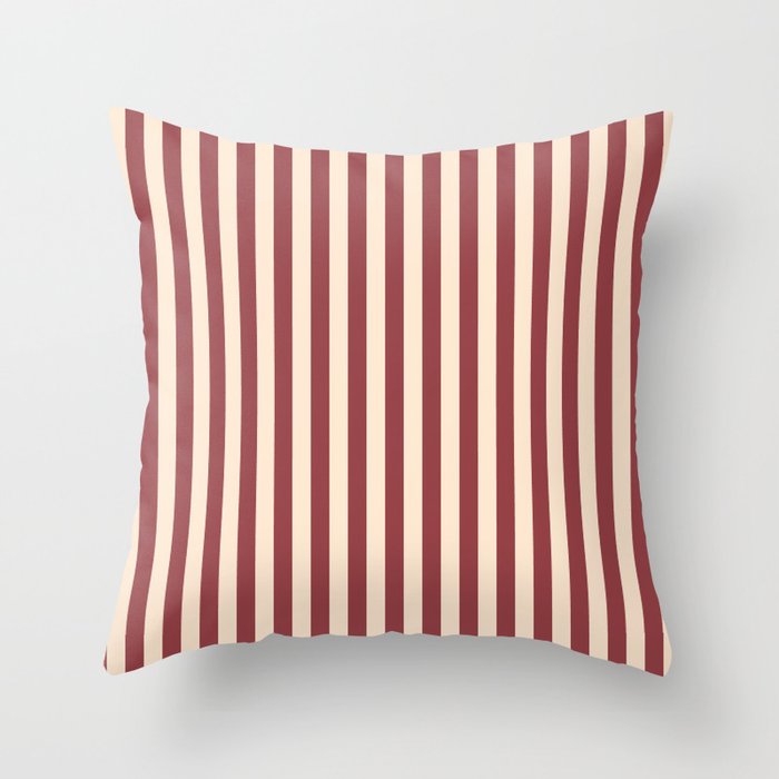 Candy Stripes Dark Red Throw Pillow