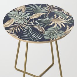 Palm leaves on Lazuli blue background Side Table