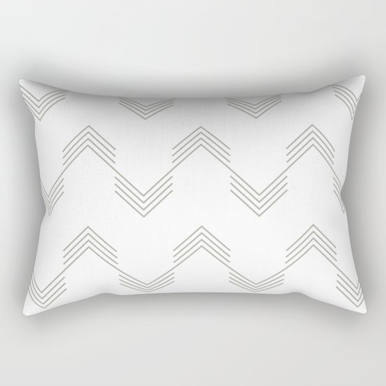 Simply Deconstructed Chevron Retro Gray on White Rectangular Pillow