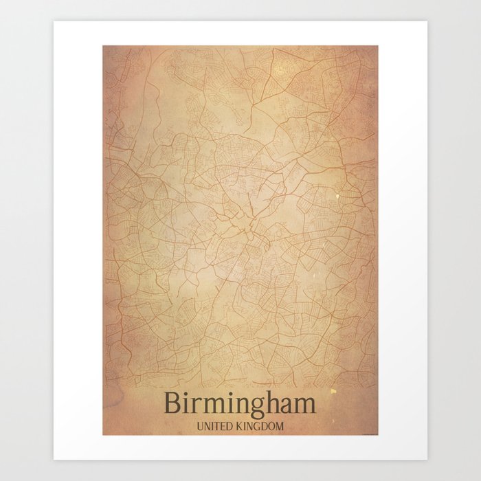 Birmingham vintage map Art Print