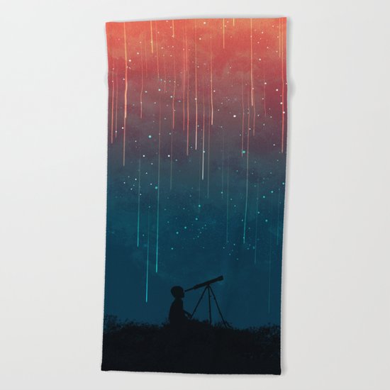 Meteor rain Beach Towel