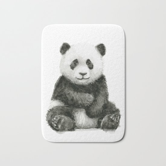 Panda Baby Watercolor Animal Art Bath Mat