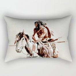 “Powderface” Western Art by Charles M Russell Rectangular Pillow