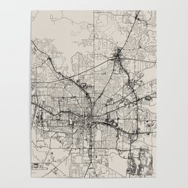 Tallahassee, Florida - City Map - Authentic Streets Drawing Poster
