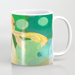 Vermilion Goldfish Swimming In Green Sea of Bubbles Coffee Mug