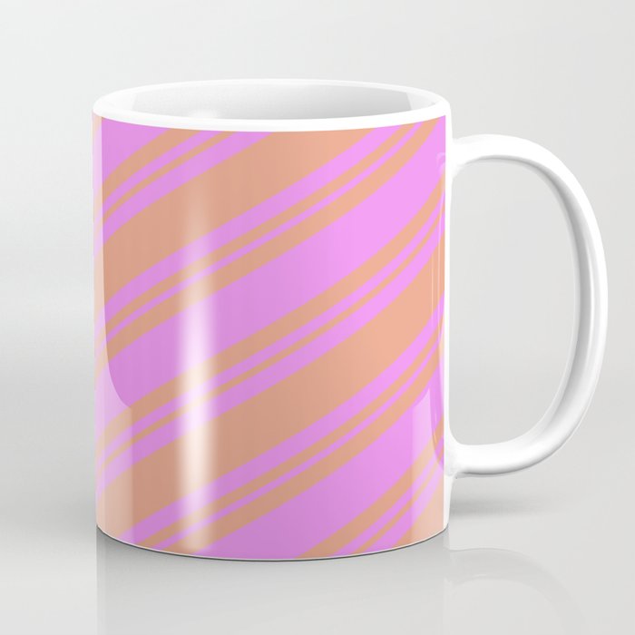 Violet and Dark Salmon Colored Striped/Lined Pattern Coffee Mug