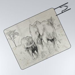 Africa Elephants  Picnic Blanket