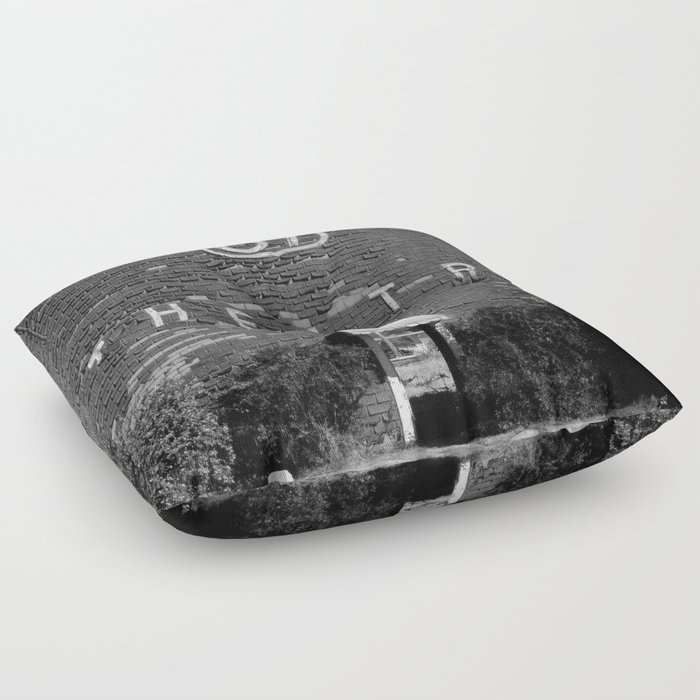 Drive in Movie Theater Black and White Floor Pillow