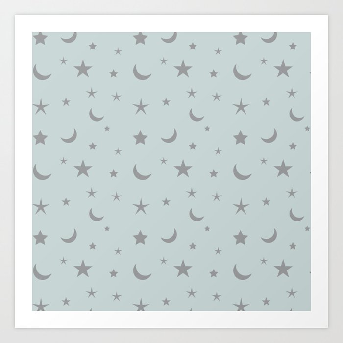 Grey Moon And Star Pattern On Baby Blue Background Art Print By Seafoam12 Society6 Grey Moon And Star Pattern On Baby Blue Background Art Print By Seafoam12 Society6