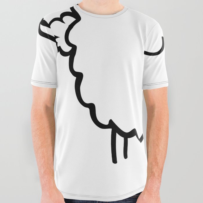 Cute Sheep Doodle All Over Graphic Tee