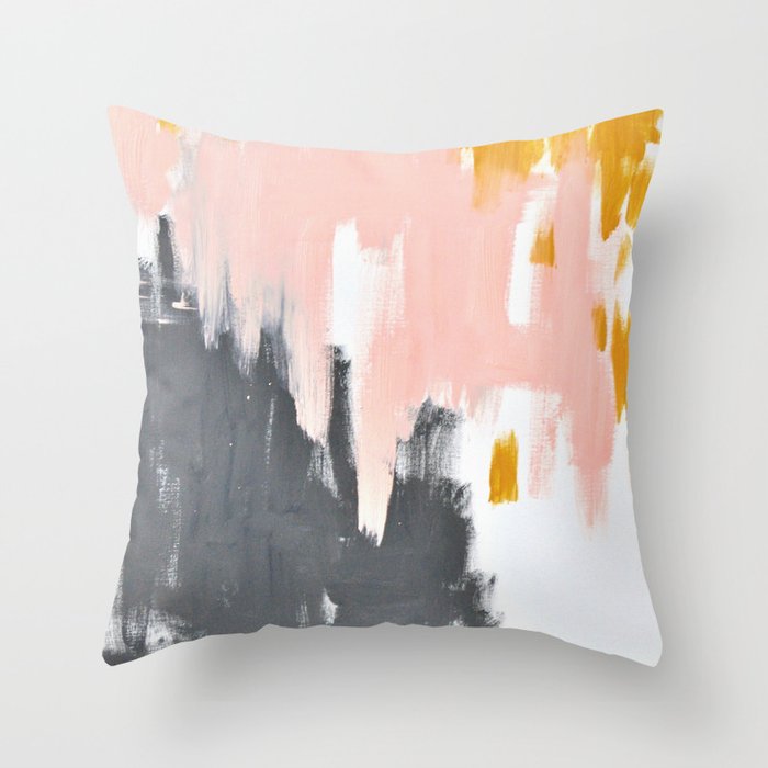 Gray and pink abstract Throw Pillow