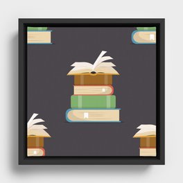 Book of Stacks Seamless Pattern Framed Canvas