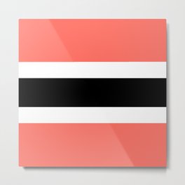 Horizontal stripes 3 Coral and black Metal Print