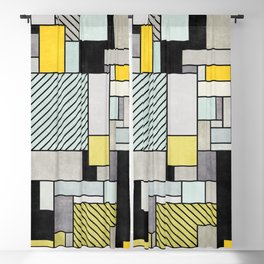Random Concrete Pattern - Yellow, Blue, Grey Blackout Curtain